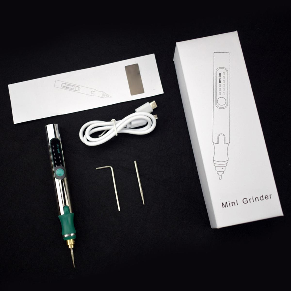 25000RPM Portable Mini Electric Grinder 3 Gears Carving Rotary Pen Drill Engraving Grinding Tool W/ Battery Indicator