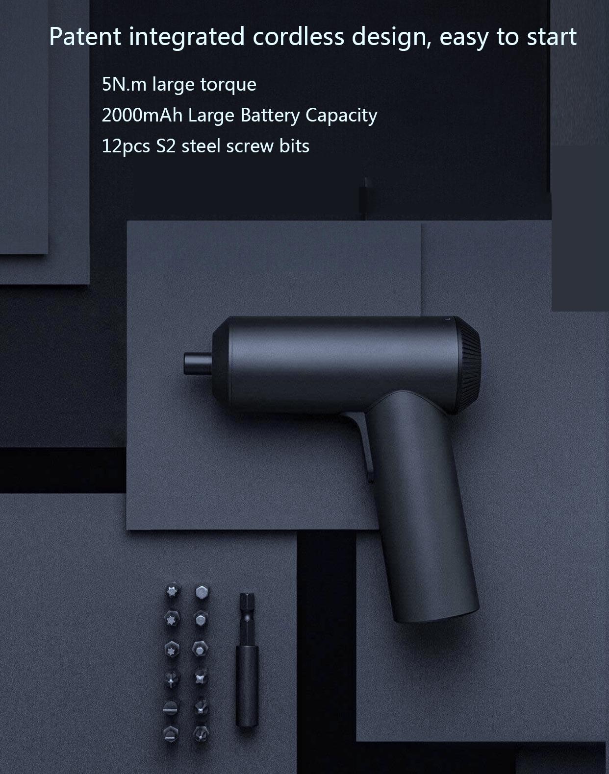 3.6V 2000mAh Cordless Rechargeable Screwdriver Li-ion 5N.m Electric Screwdriver With 12Pcs S2 Screw Bits for Home DIY