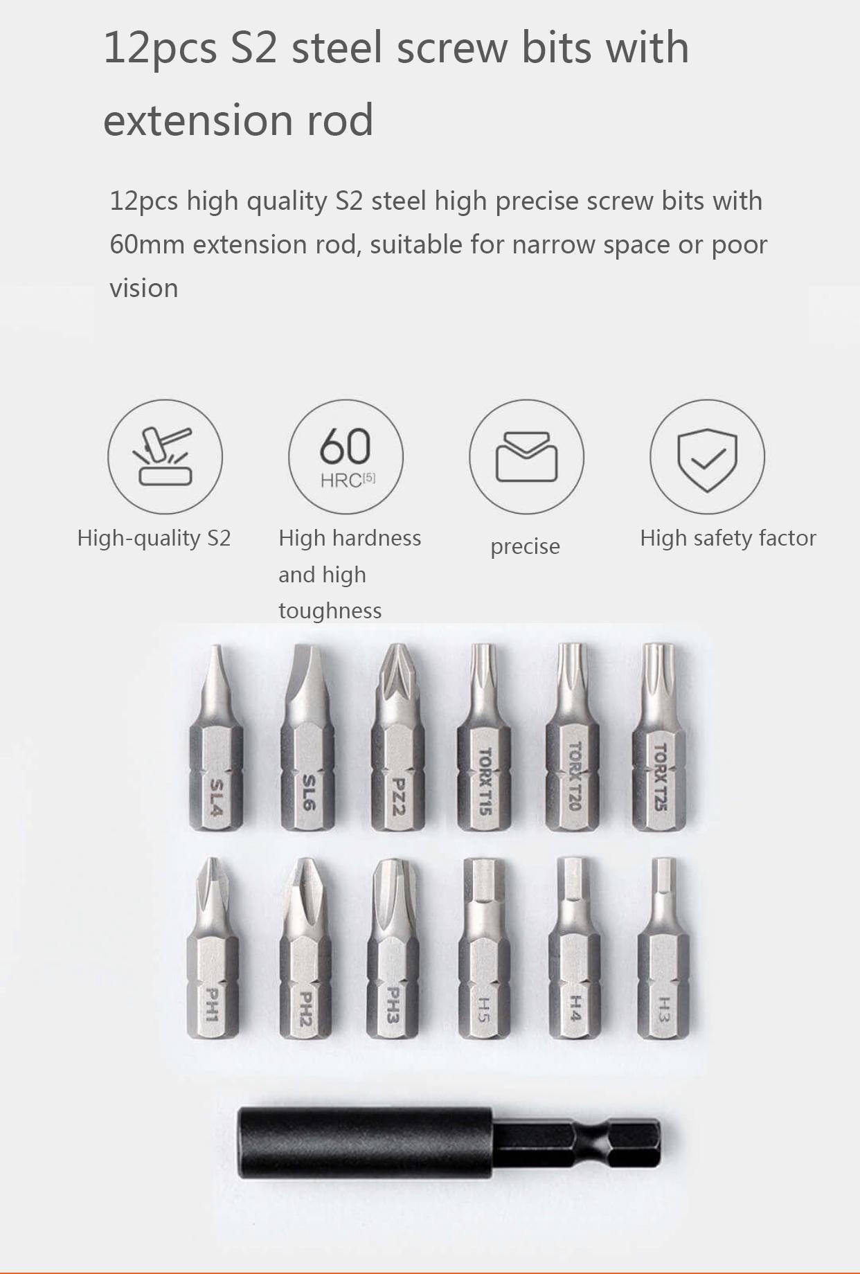 3.6V 2000mAh Cordless Rechargeable Screwdriver Li-ion 5N.m Electric Screwdriver With 12Pcs S2 Screw Bits for Home DIY