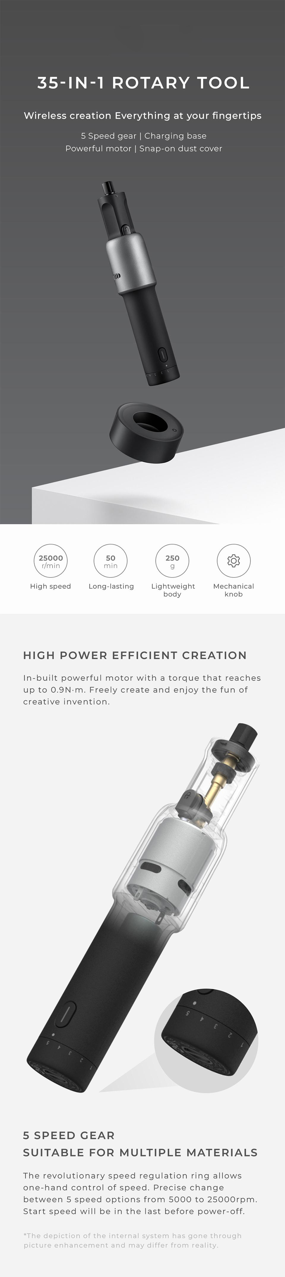 35in1 Rotary Tool Kit Cordless Grinding Polishing Portable Mini Drill Electric Carving Pen Grinder 5-Speed DIY Woodworking