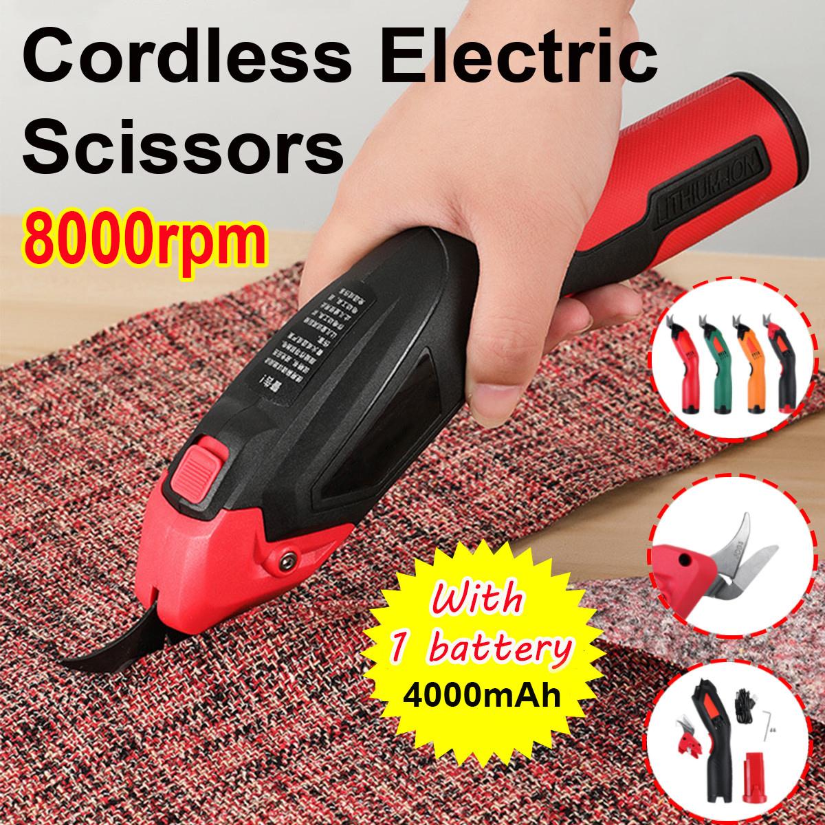4000mAh 8000rmp Electric Cordless Scissors Portable Rechargeable Tailors Cutter W/ 1 Battery