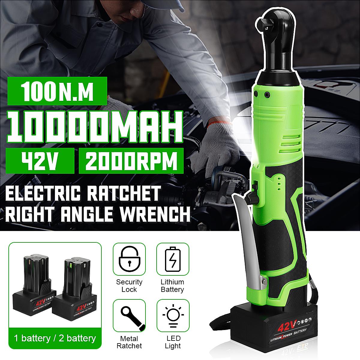42V 100Nm Cordless Electric Wrench 3/8 Ratchet Wrench Set Angle Drill Screwdriver to Removal Screw Nut Car Repair Tool