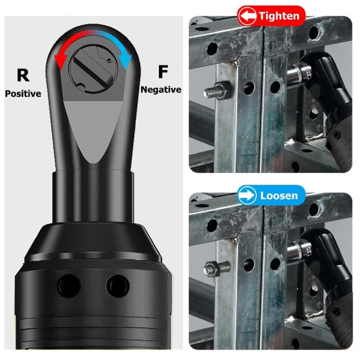42V 100Nm Cordless Electric Wrench 3/8 Ratchet Wrench Set Angle Drill Screwdriver to Removal Screw Nut Car Repair Tool