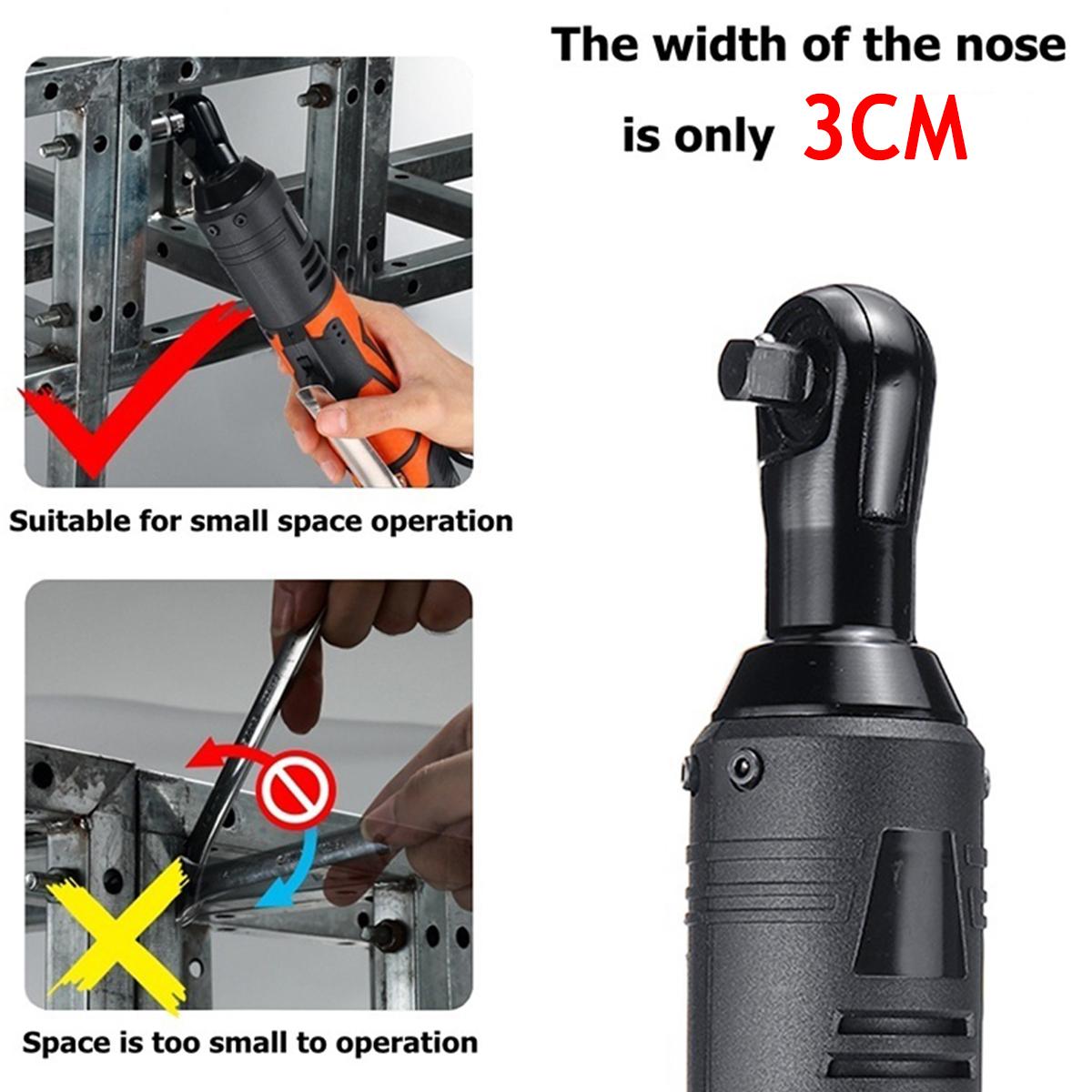 42V 100Nm Cordless Electric Wrench 3/8 Ratchet Wrench Set Angle Drill Screwdriver to Removal Screw Nut Car Repair Tool