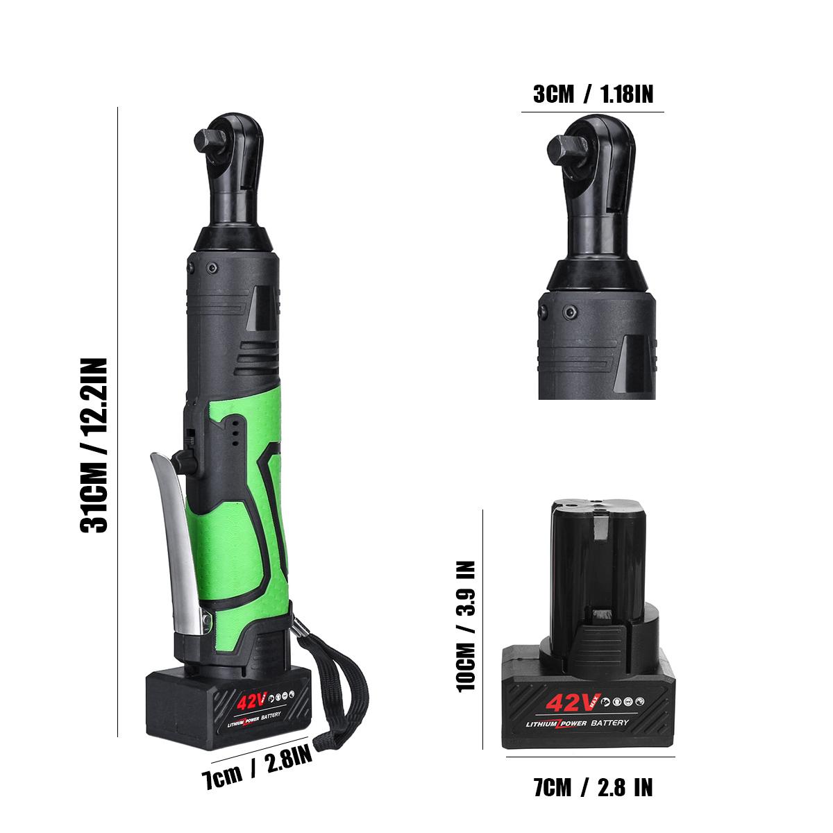42V 100Nm Cordless Electric Wrench 3/8 Ratchet Wrench Set Angle Drill Screwdriver to Removal Screw Nut Car Repair Tool