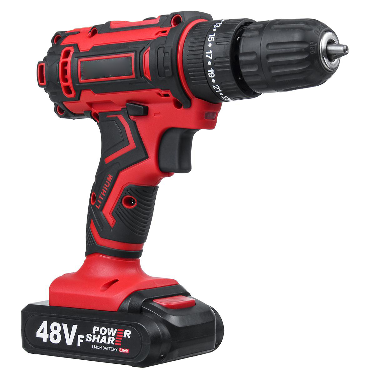 48VF Cordless Electric Impact Drill Rechargeable Drill Screwdriver W/ 1 or 2 Li-ion Battery
