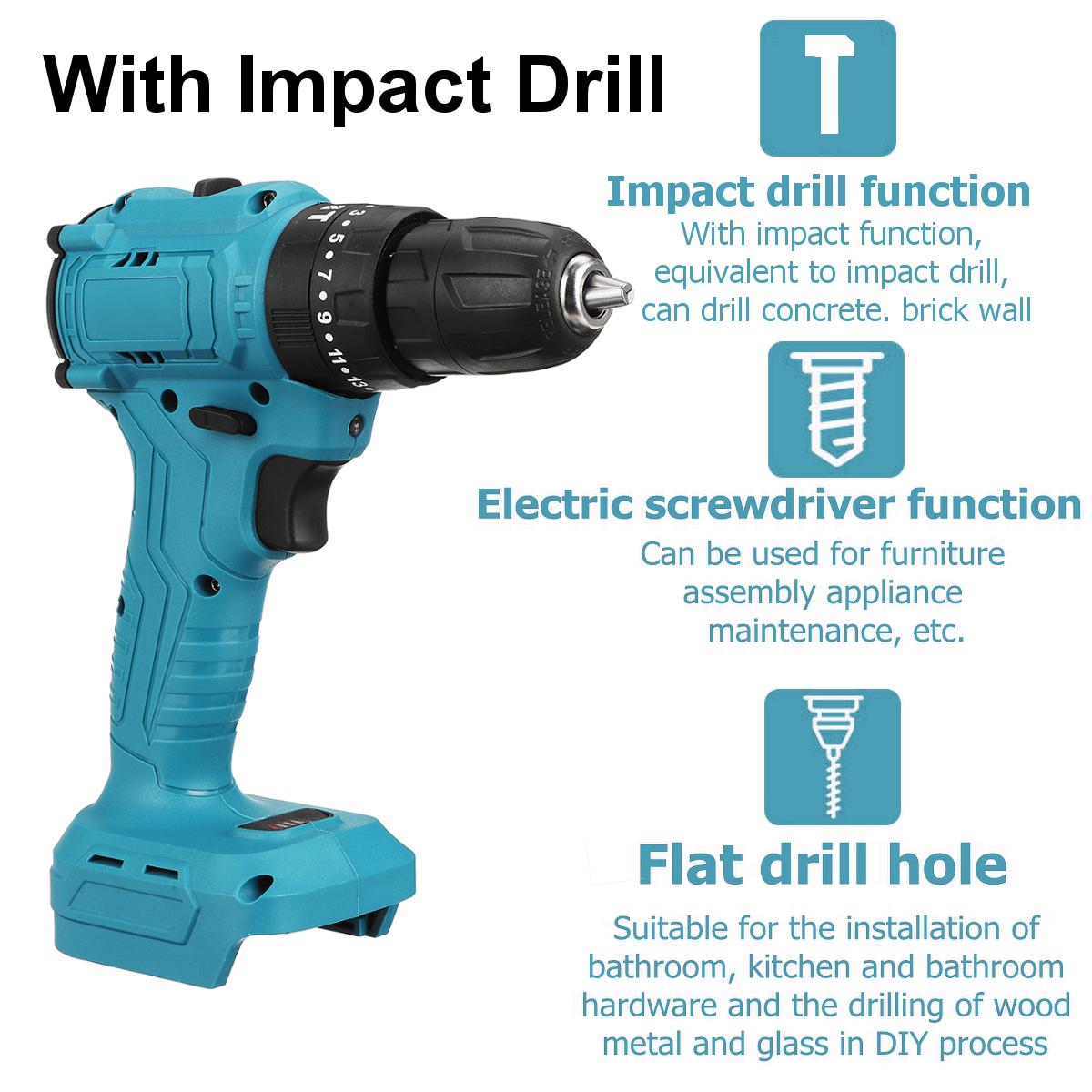 520N.m. Brushless Cordless 3/8'' Electric Impact Drill Driver Replacement for Makita 18V Battery