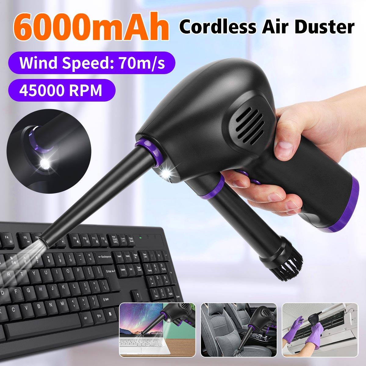 6000mAh 70m/s Cordless Air Duster For Computer Cleaning Replaces Compressed Spray Gas Cans Rechargeable Cleaner Blower