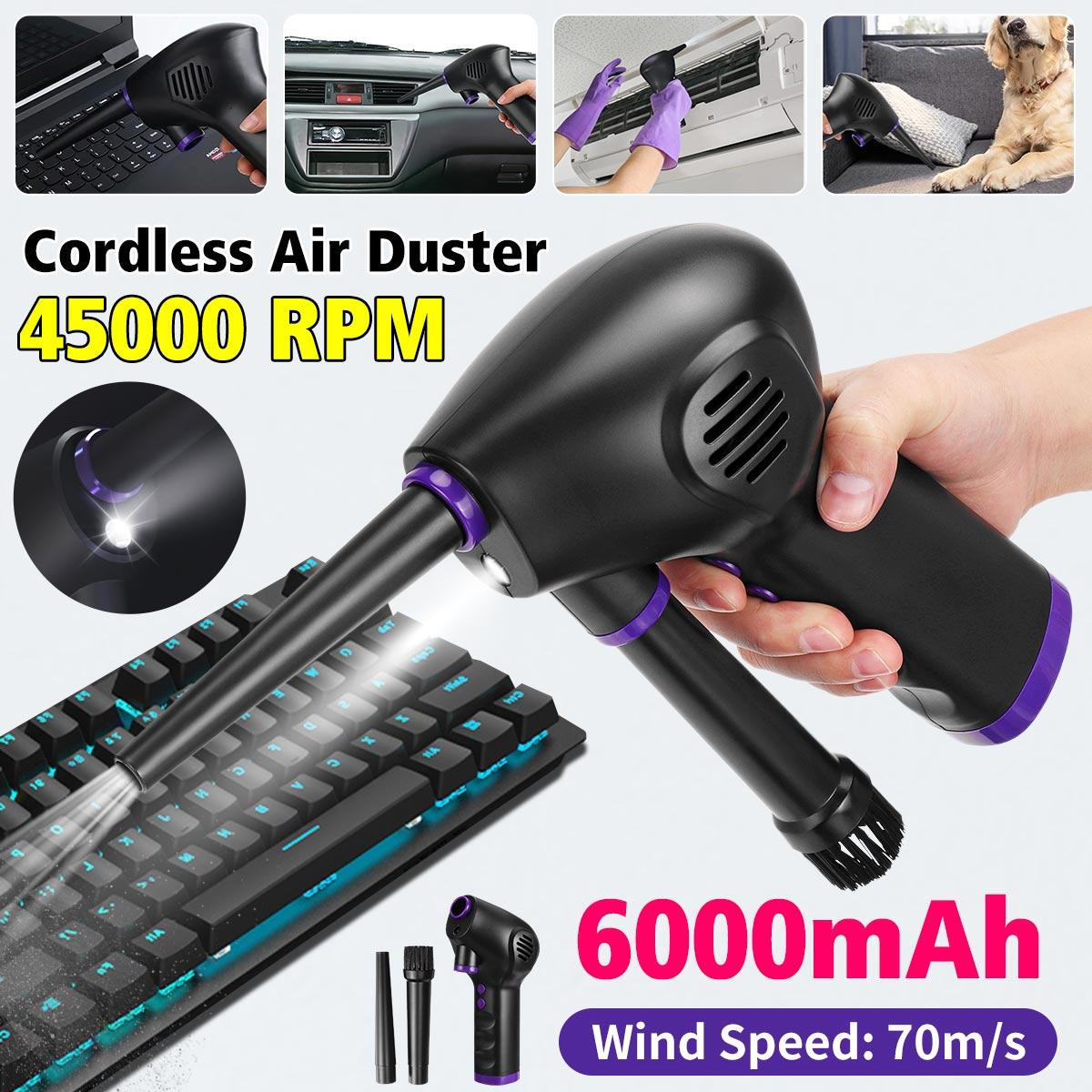 6000mAh 70m/s Cordless Air Duster For Computer Cleaning Replaces Compressed Spray Gas Cans Rechargeable Cleaner Blower