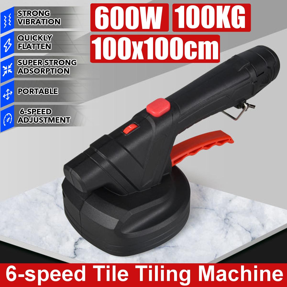 600W 1500mAh Electric Tiling Machine Strong Adsorption 6 Speeds Vibration Tile Tiler W/ 1/2 Battery