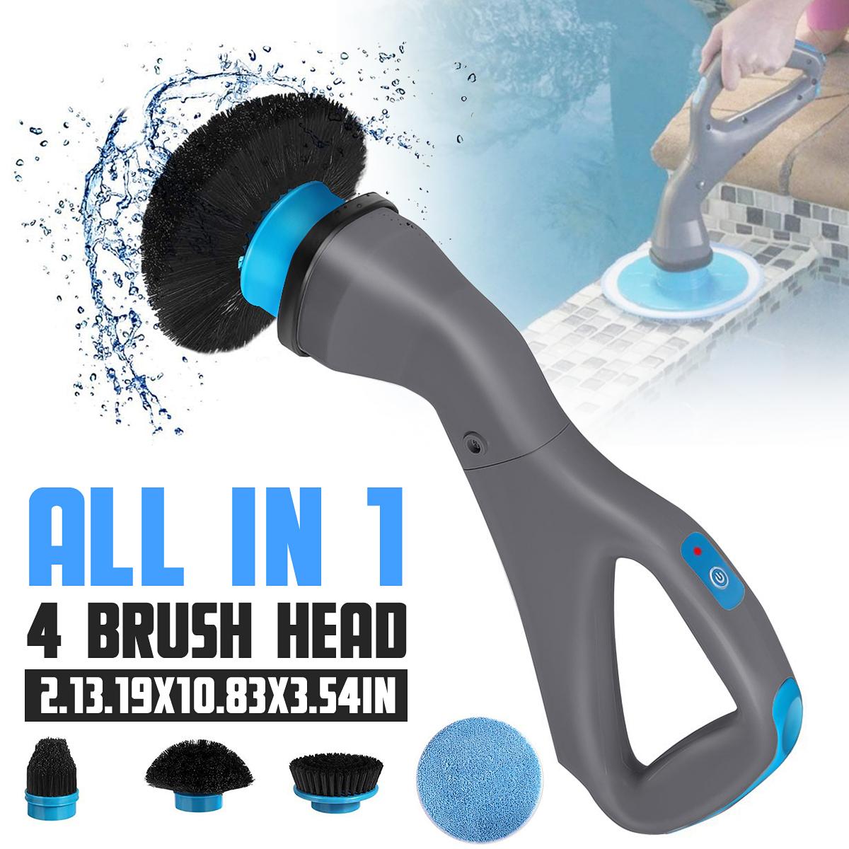 All in 1 Muscle Electrical Cleaning Brush Scrubber Cordless Bathroom Shower Tile+4 Heads
