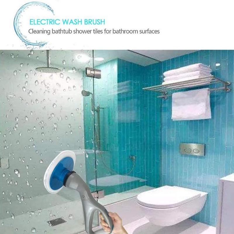All in 1 Muscle Electrical Cleaning Brush Scrubber Cordless Bathroom Shower Tile+4 Heads