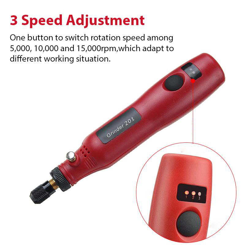 DC 5V 10W Mini Electric Rotary Tools 5000-15000rpm Cordless Drill Grinder Pen Engraving Sander Kit