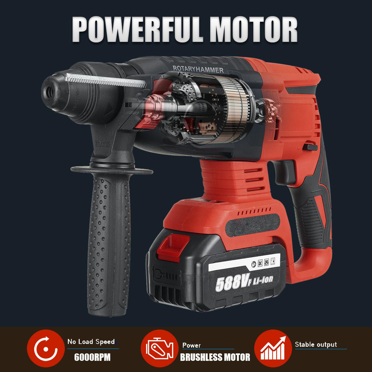 588VF Cordless Brushless Rechargeable Electric Hammer Electric Drill Household W/1pc/2pcs Battery EU/US Plug Fit MakitaBattery