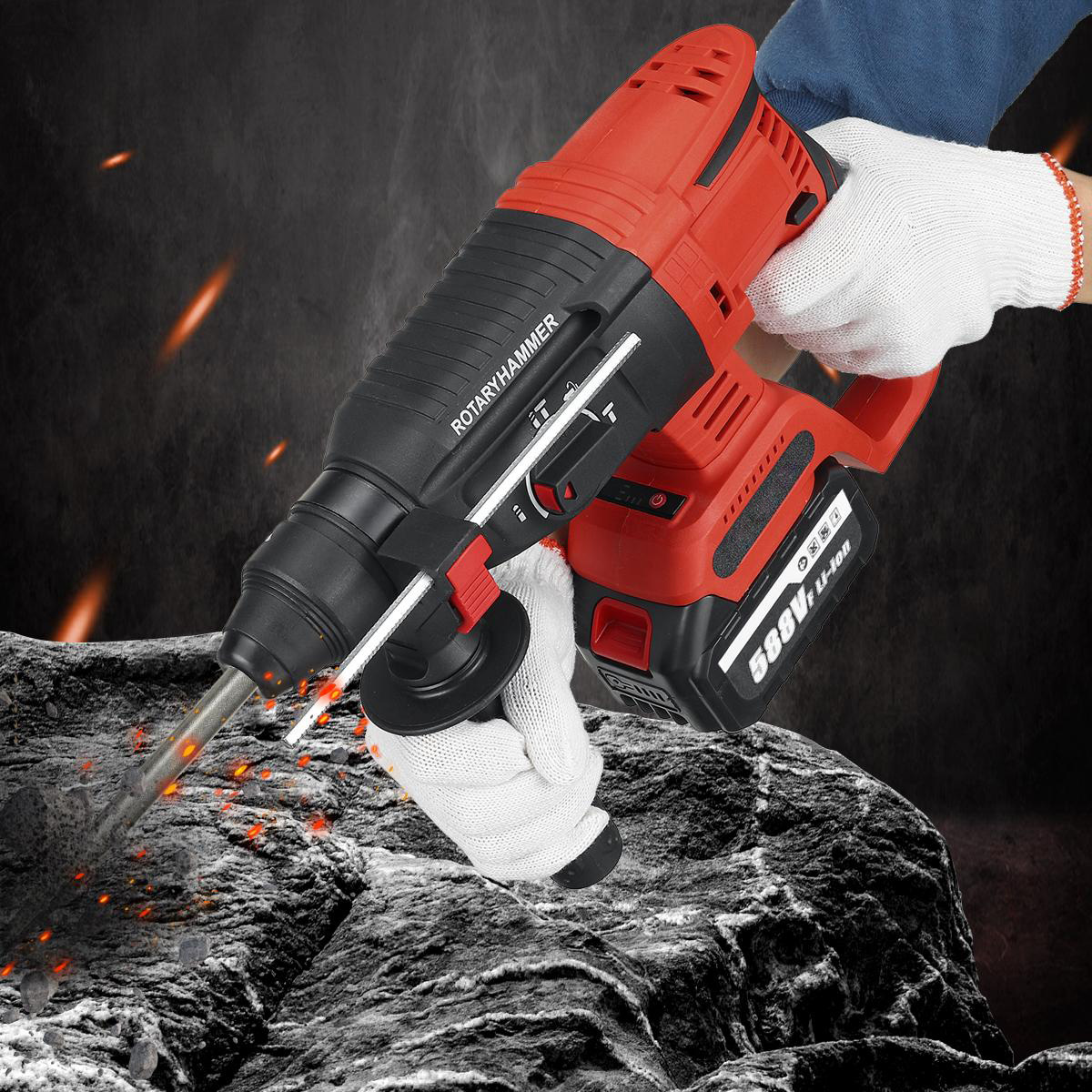 588VF Cordless Brushless Rechargeable Electric Hammer Electric Drill Household W/1pc/2pcs Battery EU/US Plug Fit MakitaBattery