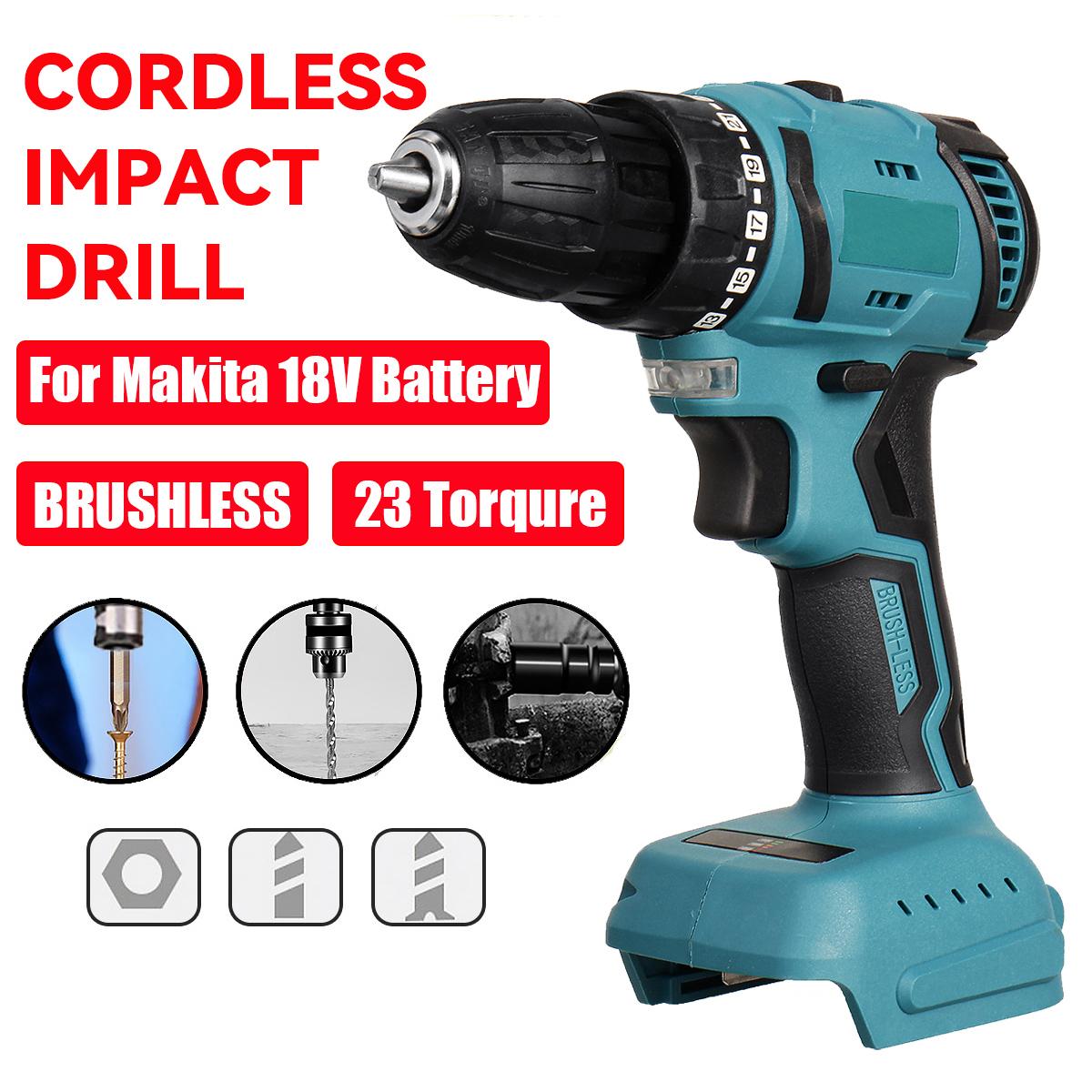 Socoje 80N.m 2000RPM Brushless Cordless Electric Impact Drill Hammer Electric Screwdriver Variable Speed for Makita18V Battery