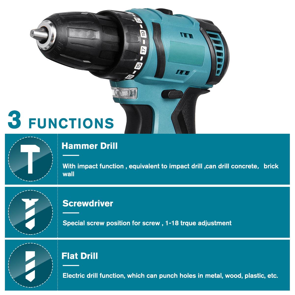 Socoje 80N.m 2000RPM Brushless Cordless Electric Impact Drill Hammer Electric Screwdriver Variable Speed for Makita18V Battery
