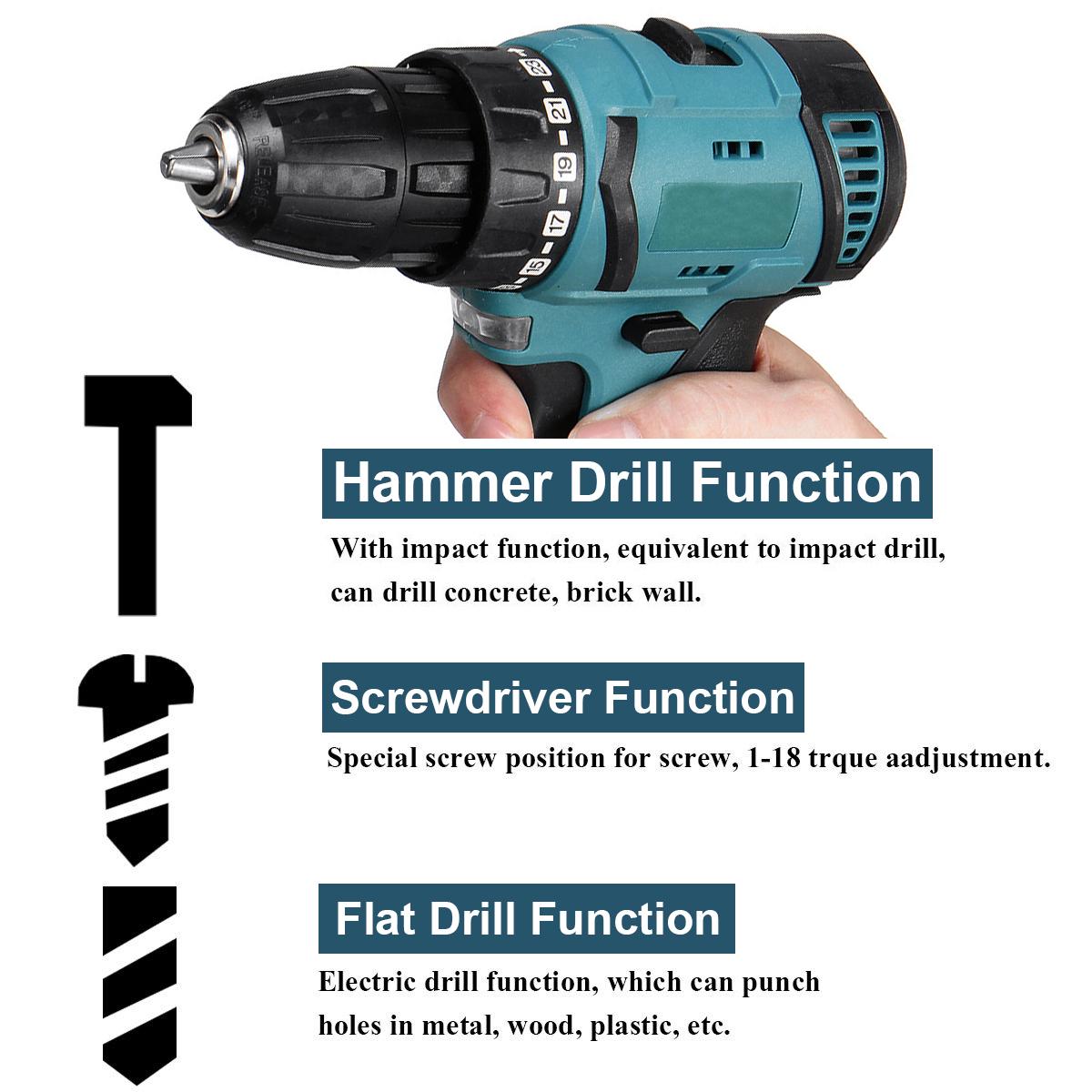 Socoje 80N.m 2000RPM Brushless Cordless Electric Impact Drill Hammer Electric Screwdriver Variable Speed for Makita18V Battery