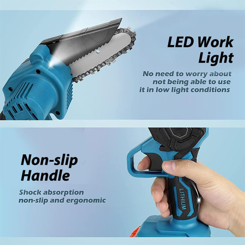 1200W 10000rpm 9000mah 6inch Electric Chain Saw Rechargeable Handheld Cutting Tool with 2 Battery