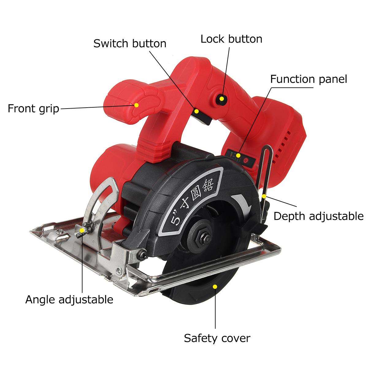 125mm 10800RPM Multifunction Circular Saw Scale Bevel Cutting Power Tools For 18V Battery