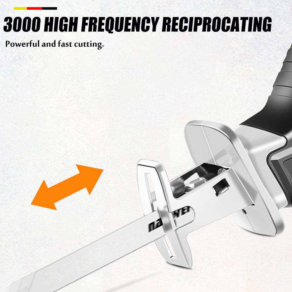 18V 10mm Coedless Electric Reciprocating Saw Variable Speed Metal Wood Cutting Tool Electric Saw With 4X Saw Blades For Battery