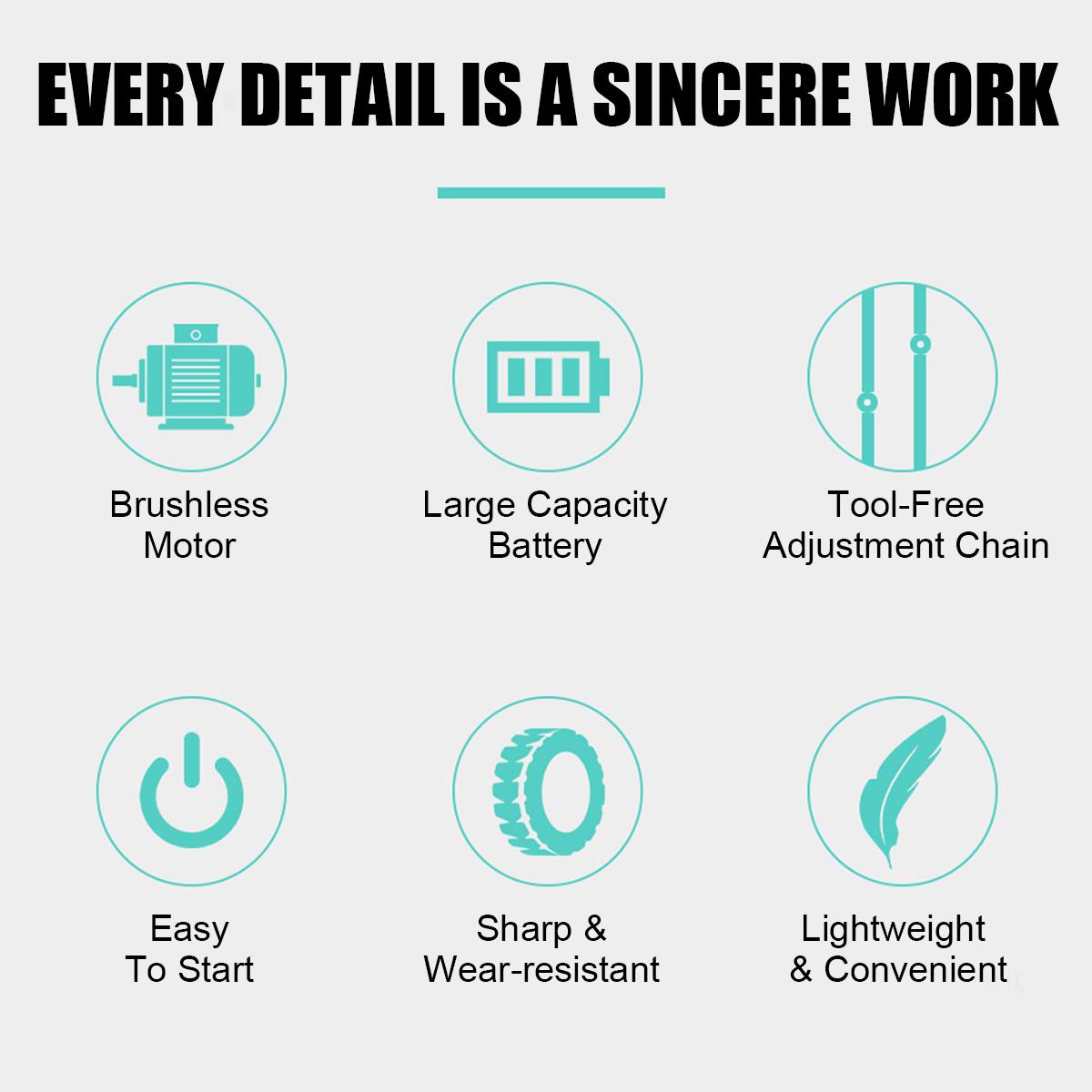 2000W 4000rpm 88VF 6 Electric Saw Chainsaw Cordless Wood Cutting Tool Chainsaw with/without Battery