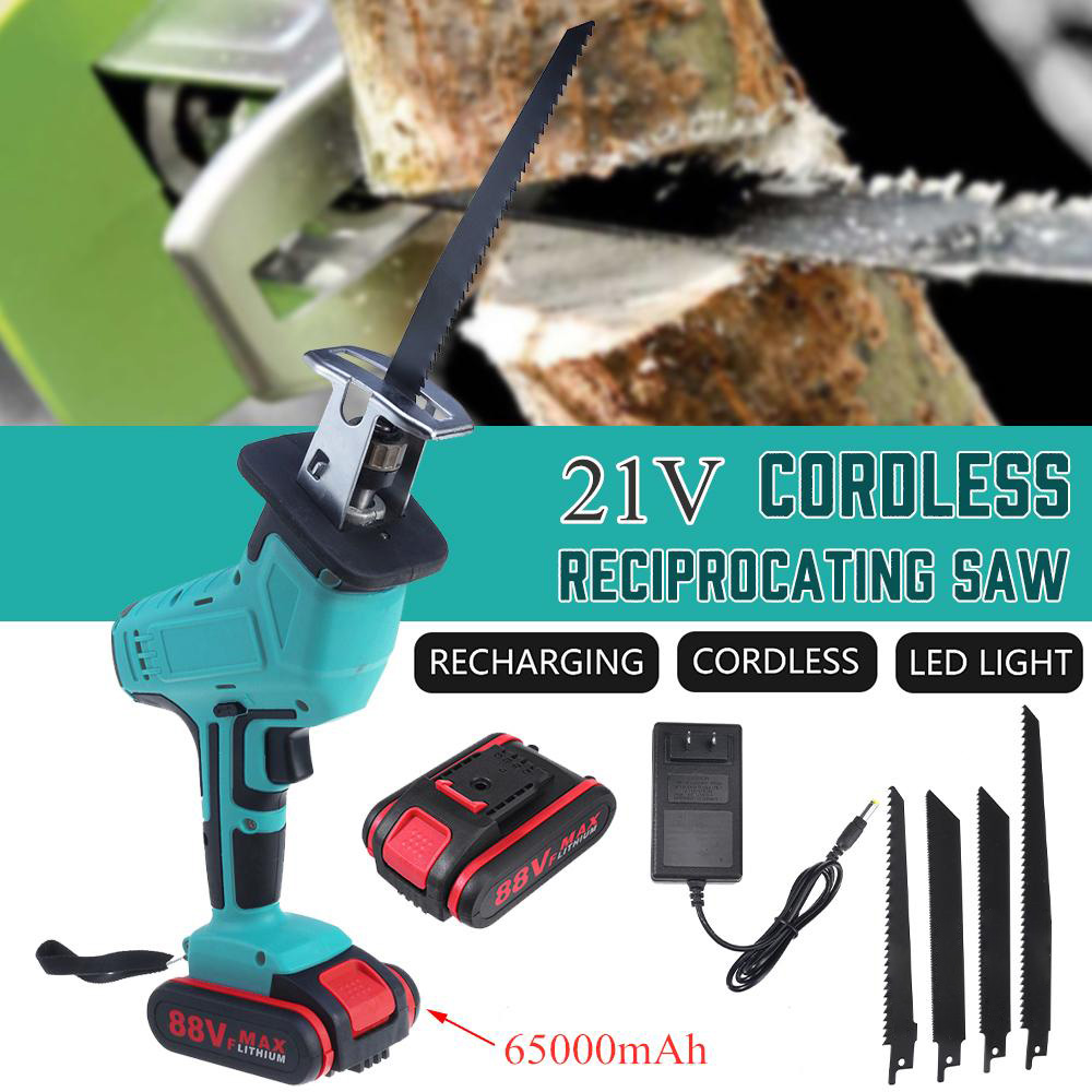 21V 7500mAh Electric Reciprocating Saw Ki tCordless Saw Cutting Blades+2 Battery