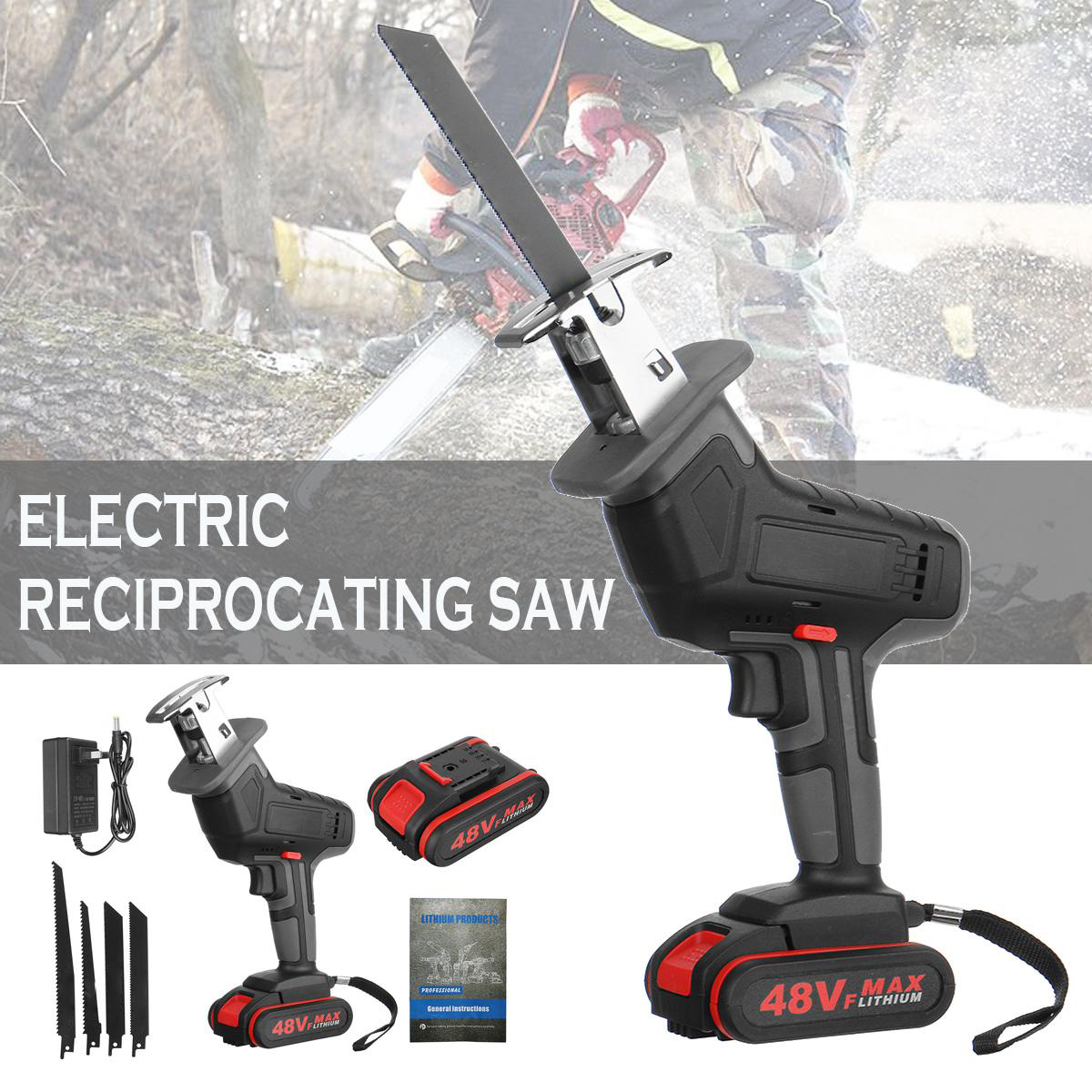 21V Cordless Electric Reciprocating Saw Wood Metal Cutting Pruning With Battery