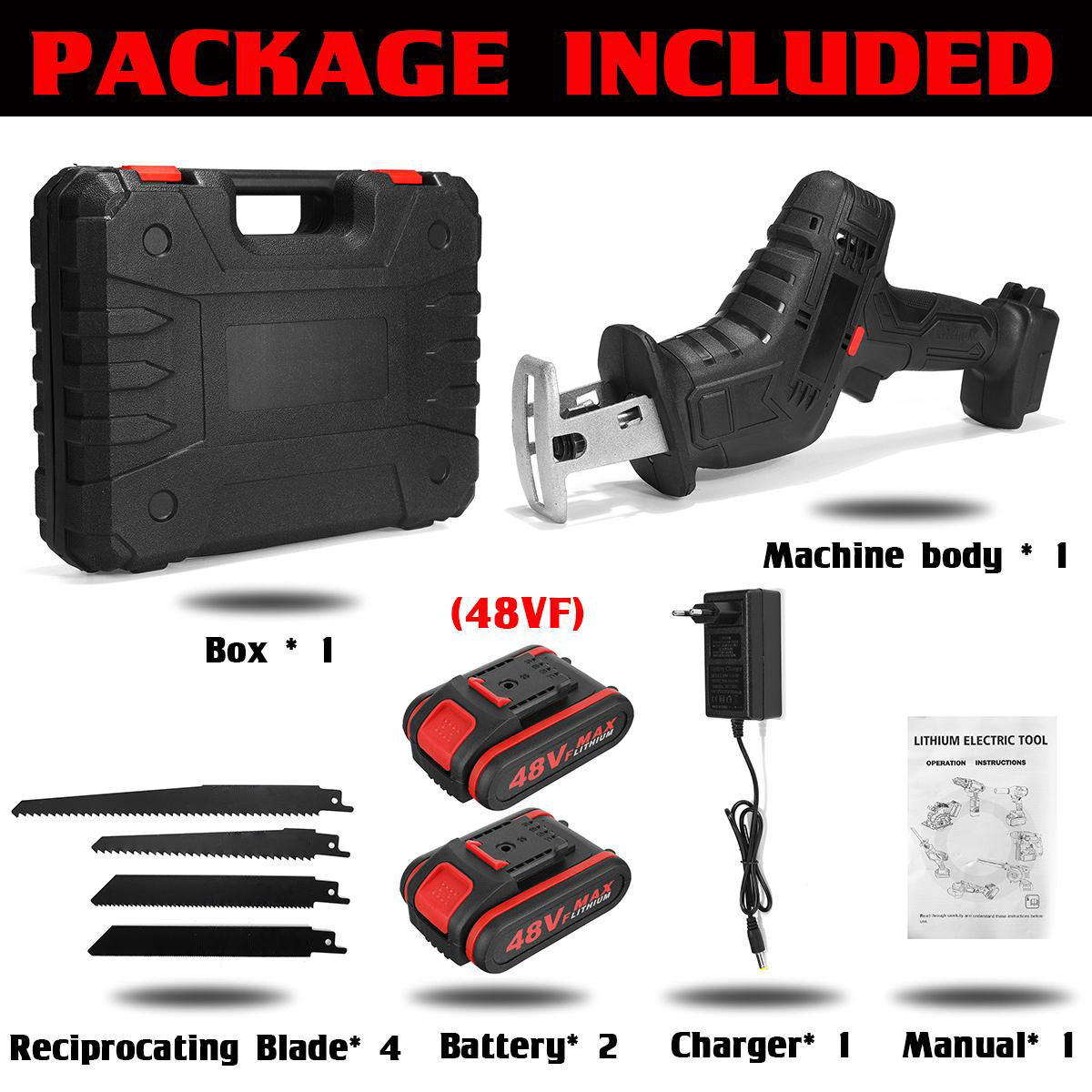 21V Cordless Electric Reciprocating Saw Wood Metal Cutting Pruning With Battery