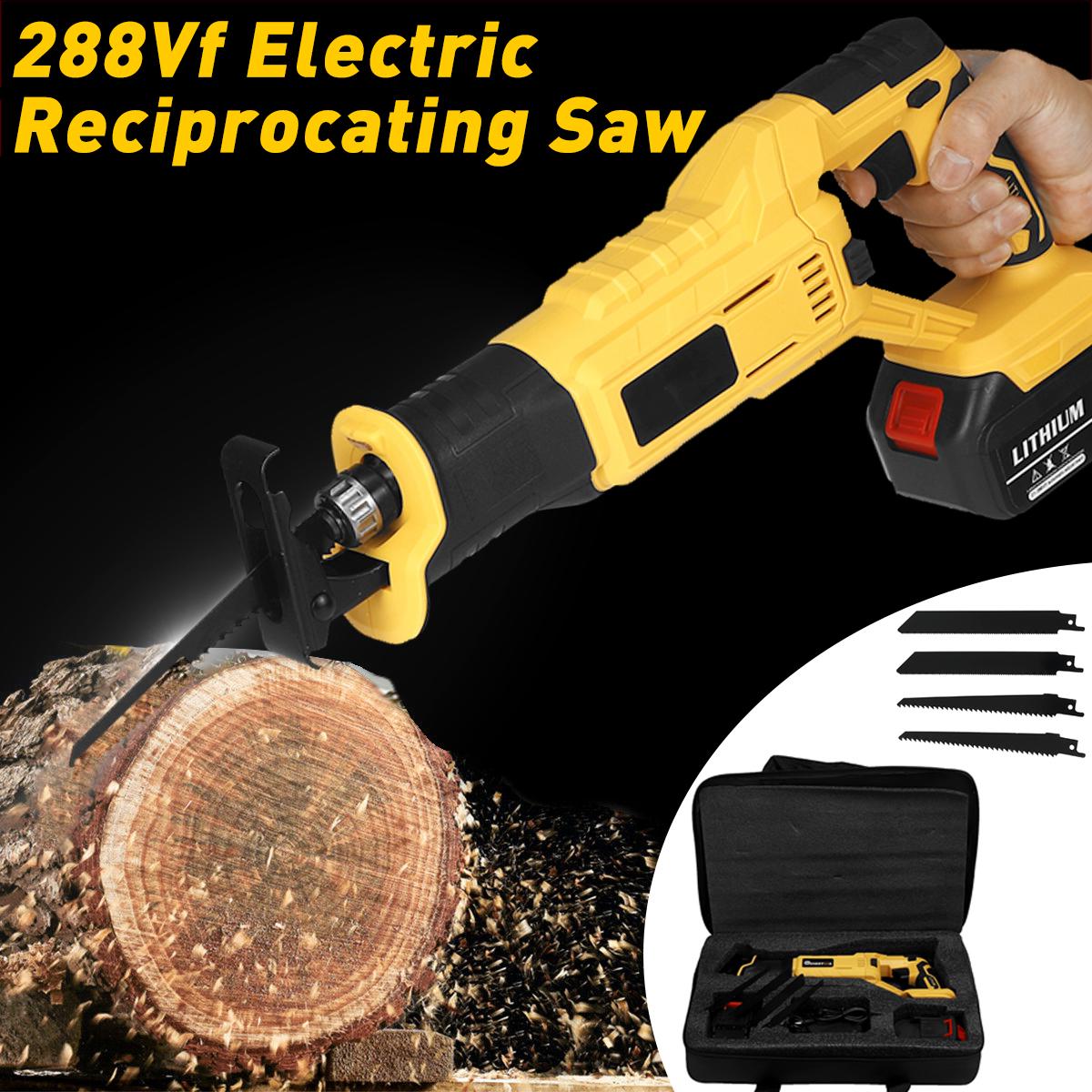 288VF Cordless Electric Reciprocating Saw Variable Speed Metal Wood Cutting Tool W/ None/1/2pcs Battery & 4 Blades