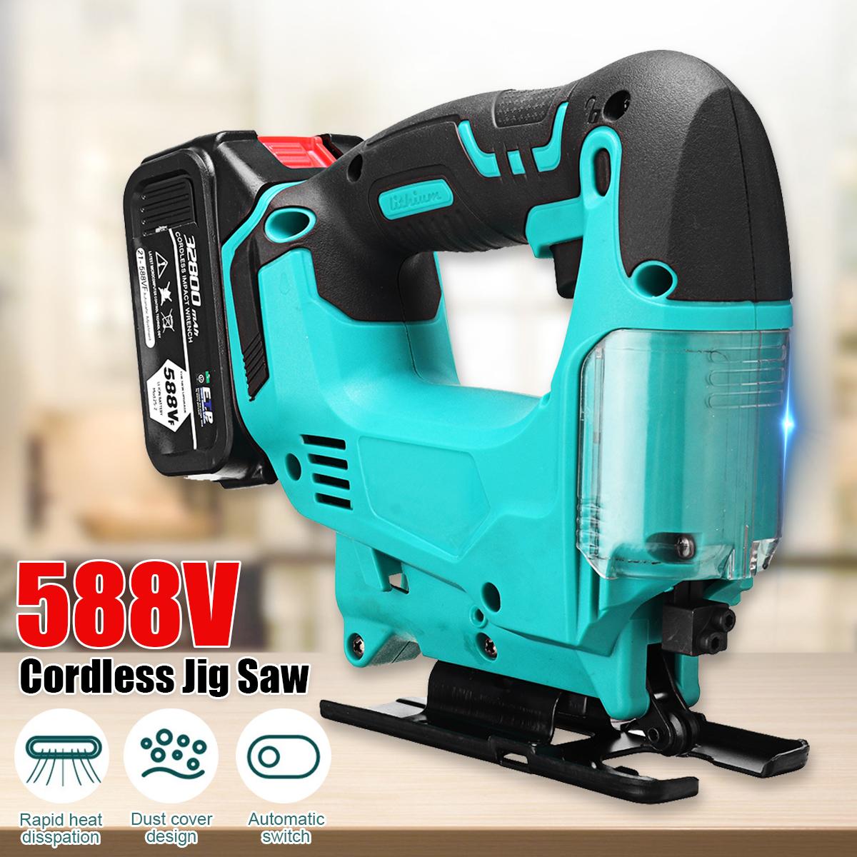 588VF Electric Jigsaw Cordless Portable Woodworking Cutting Jig Saw Power Tools W/ None/1/2 Battery