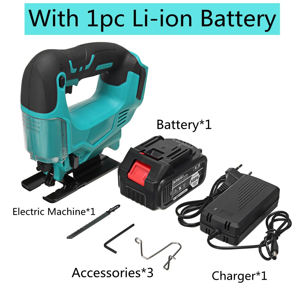 588VF Electric Jigsaw Cordless Portable Woodworking Cutting Jig Saw Power Tools W/ None/1/2 Battery