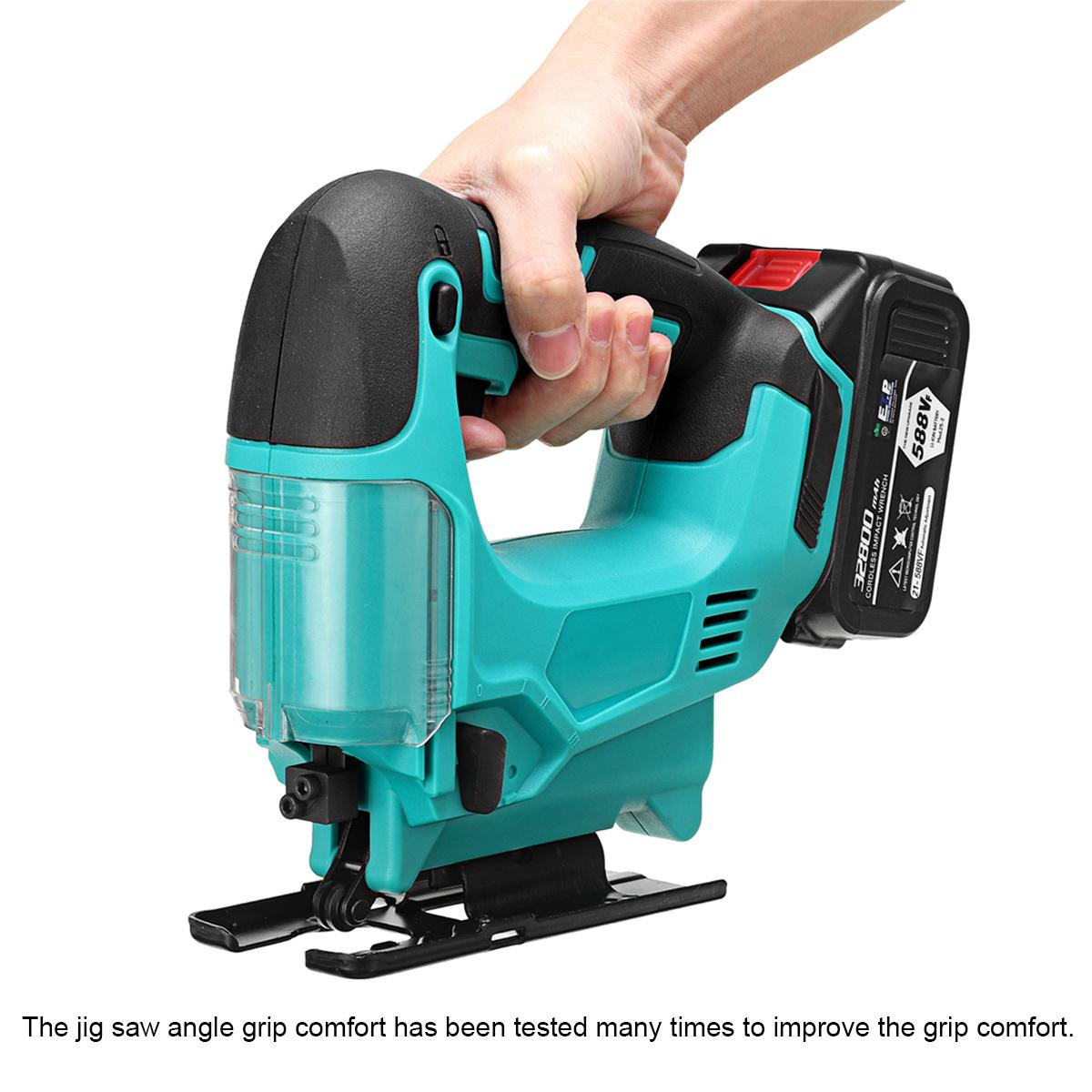 588VF Electric Jigsaw Cordless Portable Woodworking Cutting Jig Saw Power Tools W/ None/1/2 Battery