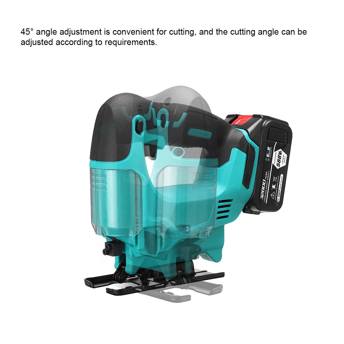 588VF Electric Jigsaw Cordless Portable Woodworking Cutting Jig Saw Power Tools W/ None/1/2 Battery