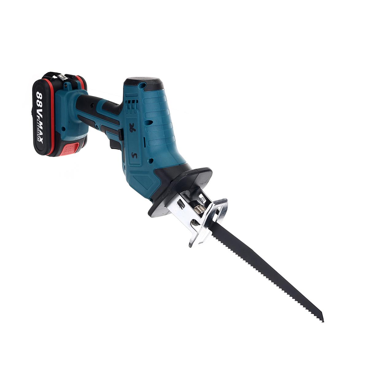 Cordless Reciprocating Saw With 4 Blades & Battery Rechargeable Electric Saw for Sawing Branches Metal PVC Wood