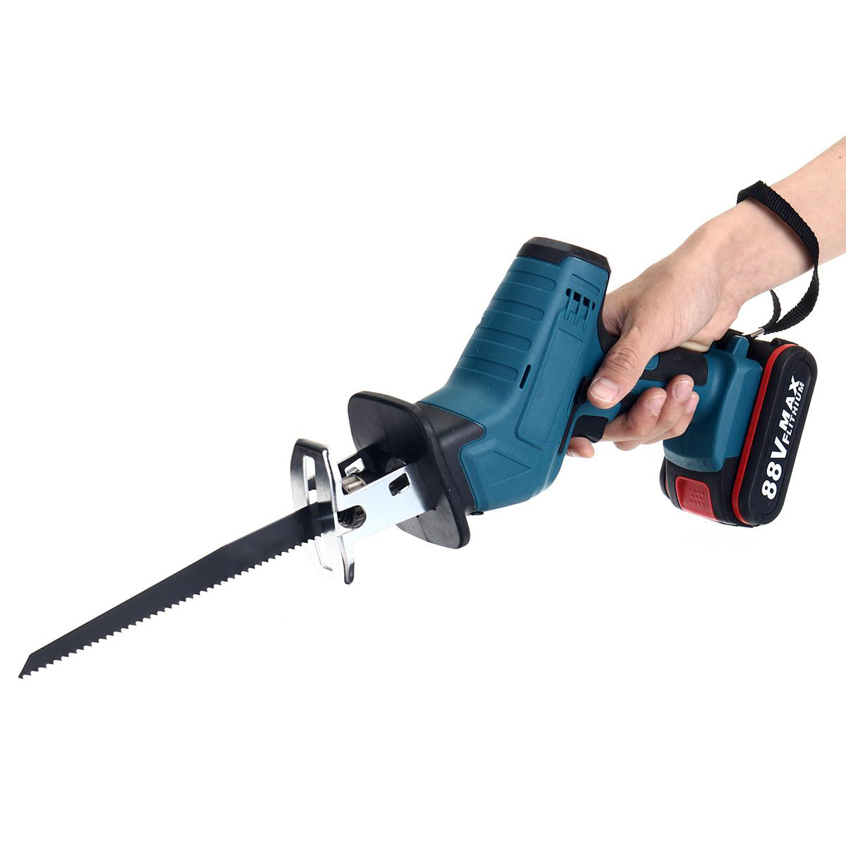 Cordless Reciprocating Saw With 4 Blades & Battery Rechargeable Electric Saw for Sawing Branches Metal PVC Wood