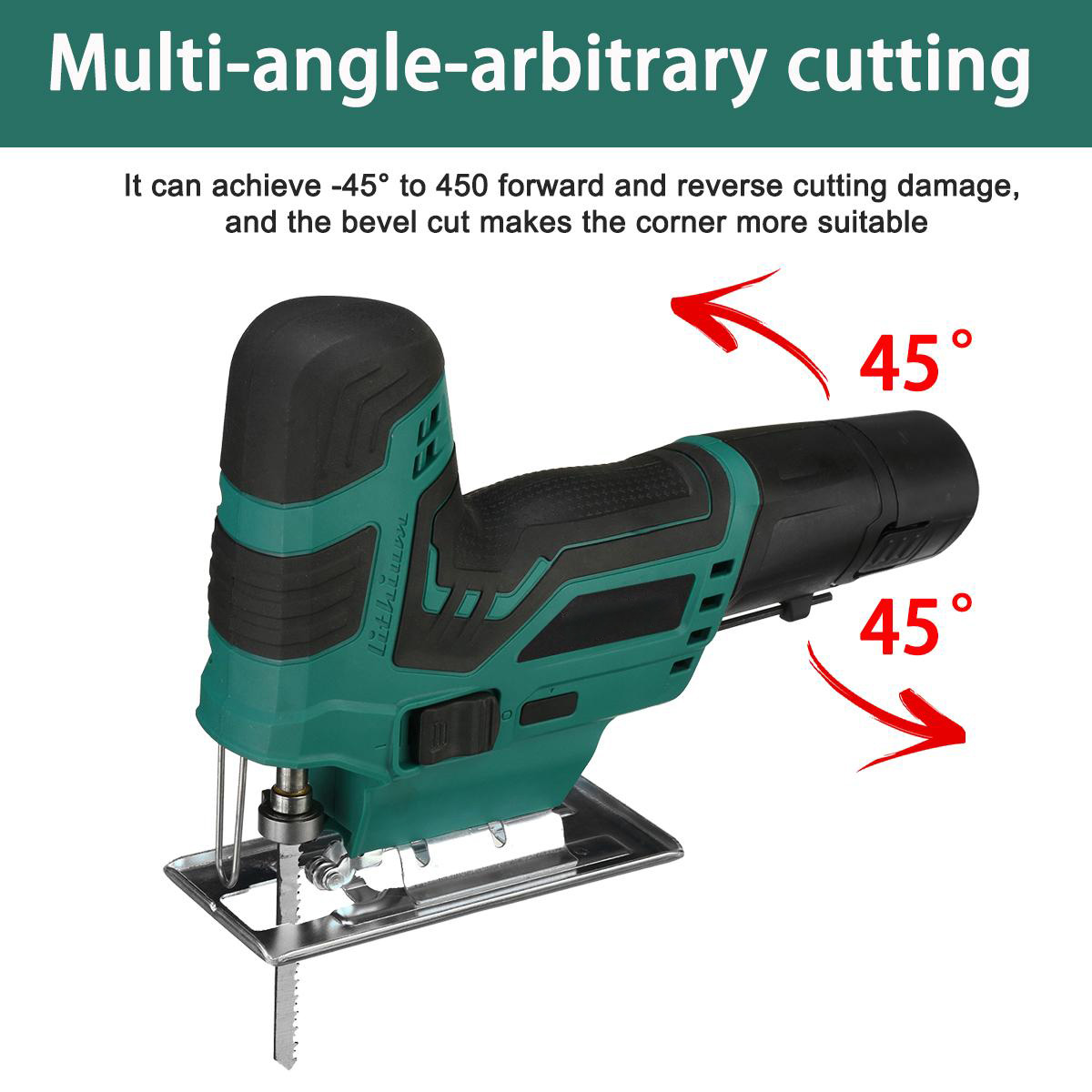 Socoje 12V Portable Electric Saw Pruning Jig Saw Rechargeable Woodworking Power Tools Wood Cutter W/1pc/2pcs Battery EU Plug