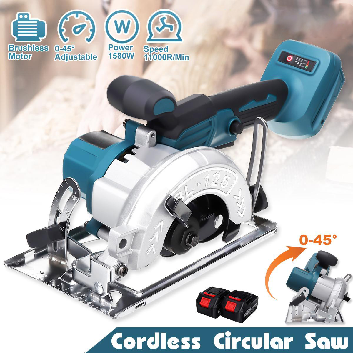 Socoje 288VF Brushless Electric Circular Saw Cordless Wood Cutting Machine For 18V Battery