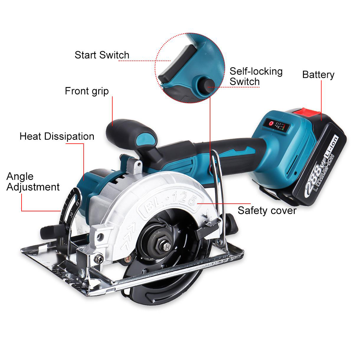 Socoje 288VF Brushless Electric Circular Saw Cordless Wood Cutting Machine For 18V Battery