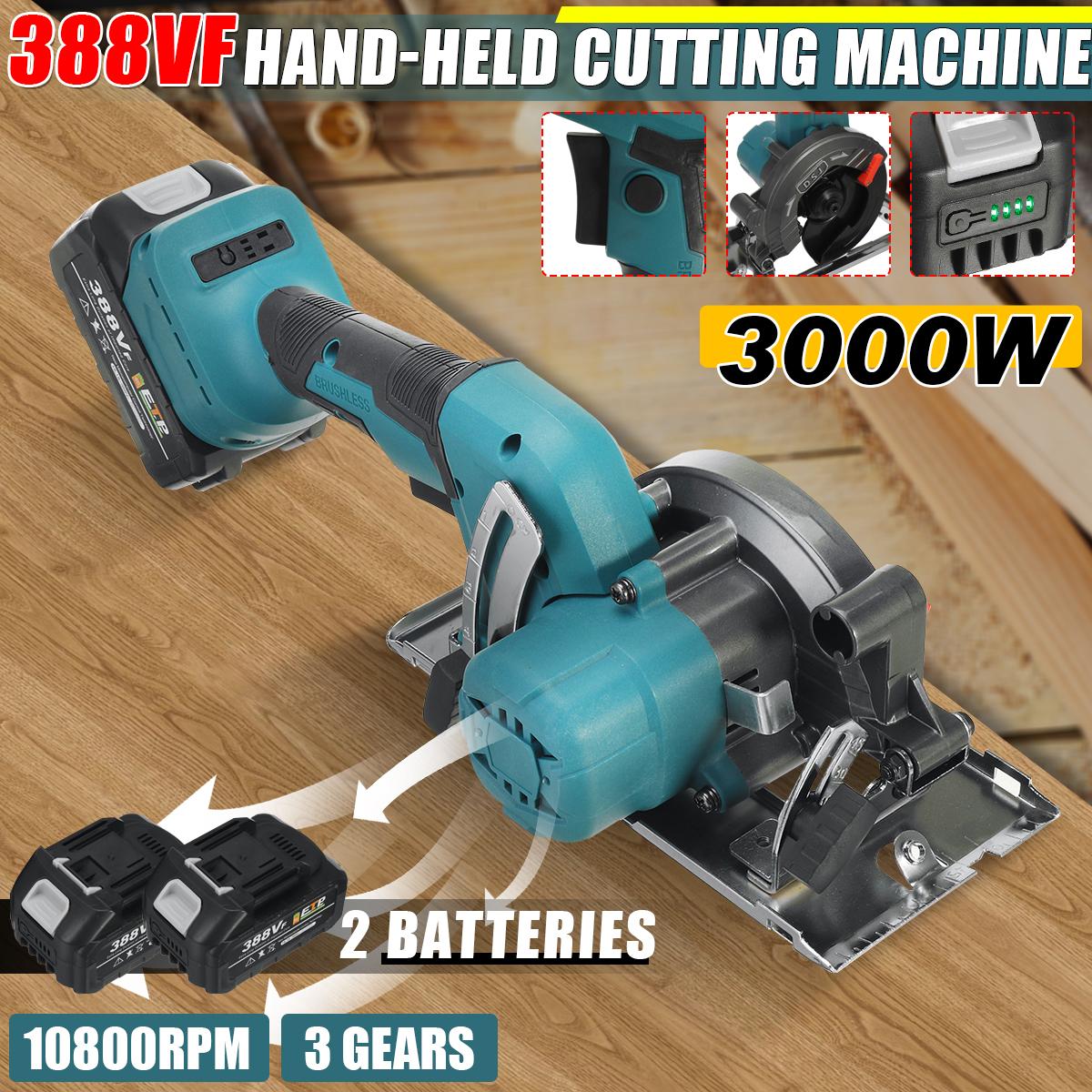 21V 3000W 5In Cordless Electric Circular Saw  Curved Cutting Adjustable Cut Off Saw with 1/2 Batteries For Woodworking