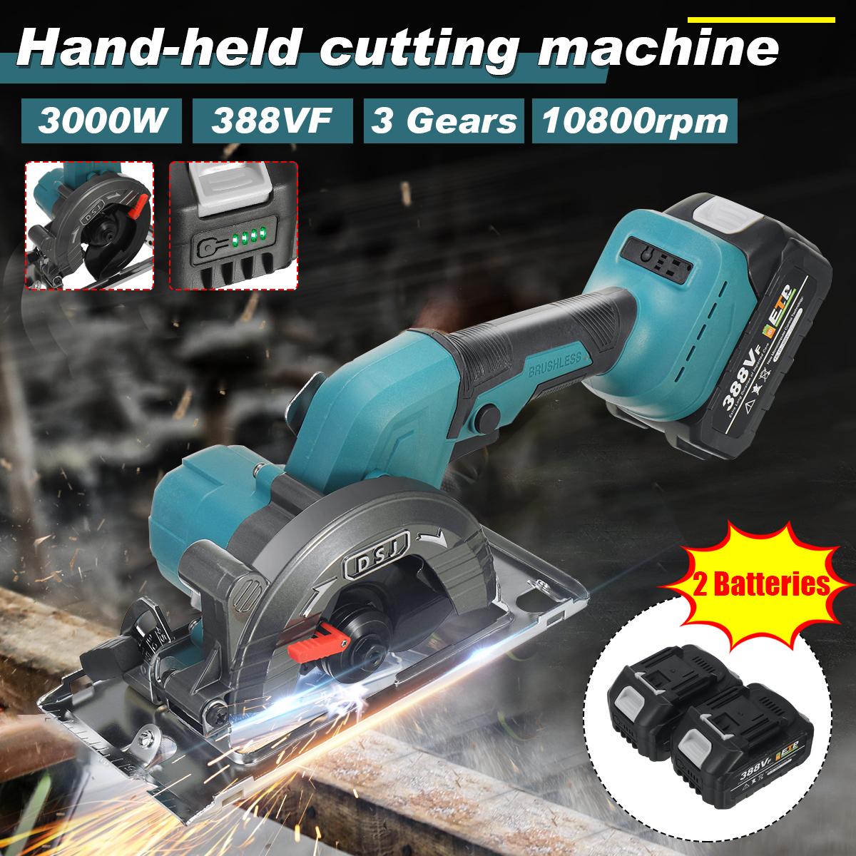 21V 3000W 5In Cordless Electric Circular Saw  Curved Cutting Adjustable Cut Off Saw with 1/2 Batteries For Woodworking