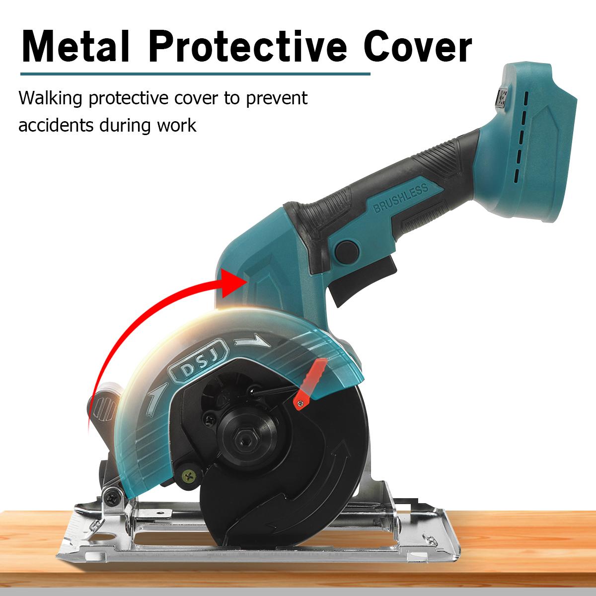21V 3000W 5In Cordless Electric Circular Saw  Curved Cutting Adjustable Cut Off Saw with 1/2 Batteries For Woodworking