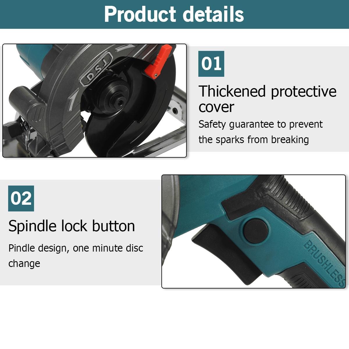 21V 3000W 5In Cordless Electric Circular Saw  Curved Cutting Adjustable Cut Off Saw with 1/2 Batteries For Woodworking