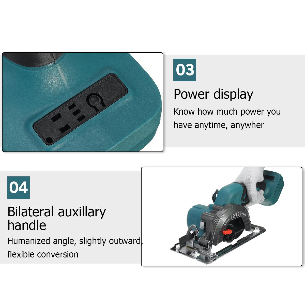 21V 3000W 5In Cordless Electric Circular Saw  Curved Cutting Adjustable Cut Off Saw with 1/2 Batteries For Woodworking