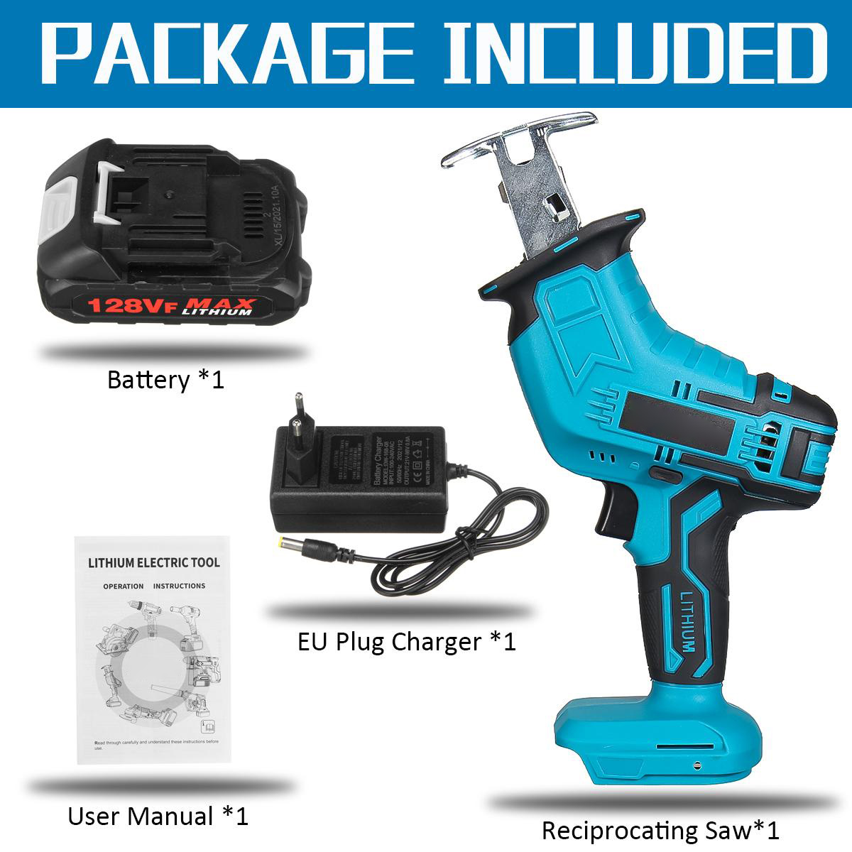 128VF Cordless Electric Saber Saw Reciprocating Blade Saw With 18V Battery Rechargeable Wood Cutter Sable
