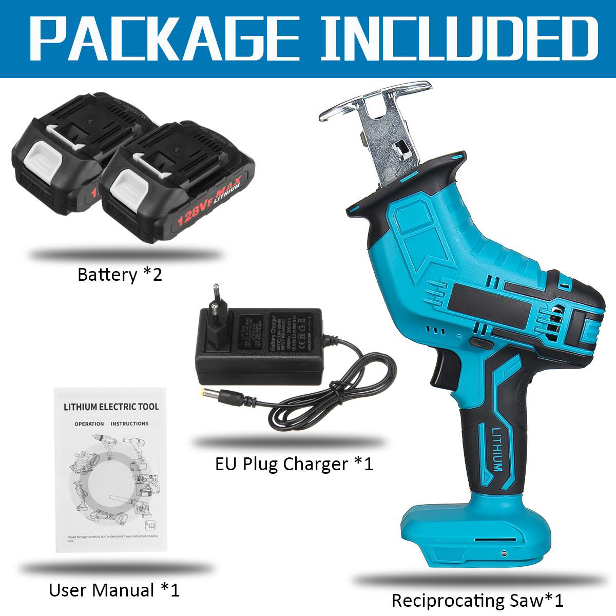 128VF Cordless Electric Saber Saw Reciprocating Blade Saw With 18V Battery Rechargeable Wood Cutter Sable