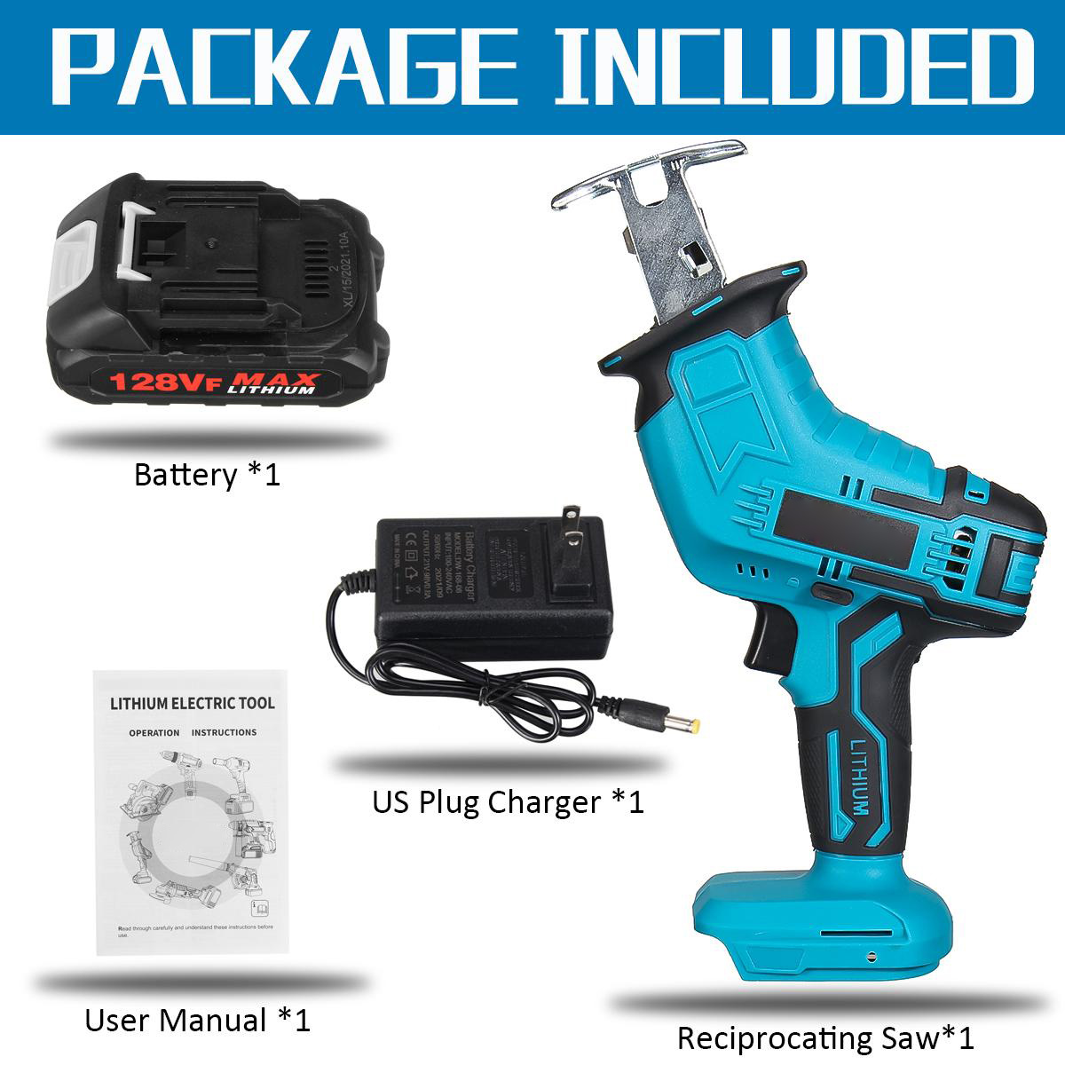 128VF Cordless Electric Saber Saw Reciprocating Blade Saw With 18V Battery Rechargeable Wood Cutter Sable