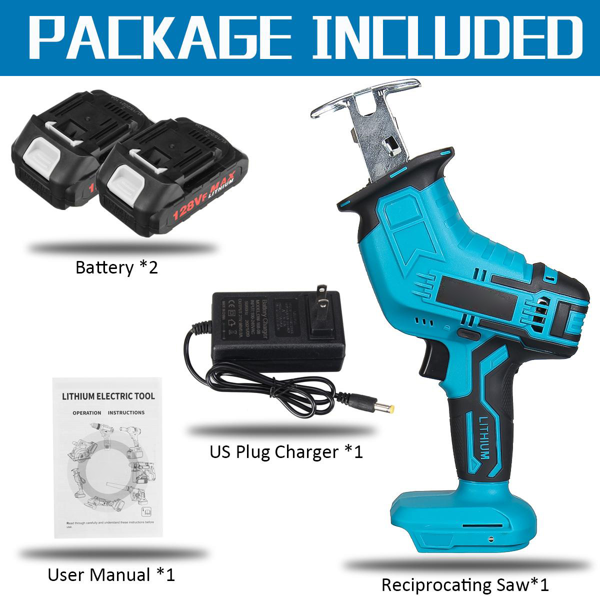 128VF Cordless Electric Saber Saw Reciprocating Blade Saw With 18V Battery Rechargeable Wood Cutter Sable