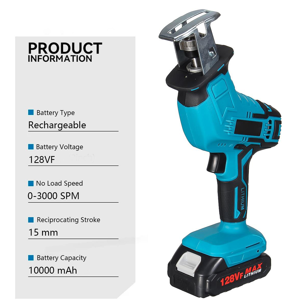 128VF Cordless Electric Saber Saw Reciprocating Blade Saw With 18V Battery Rechargeable Wood Cutter Sable