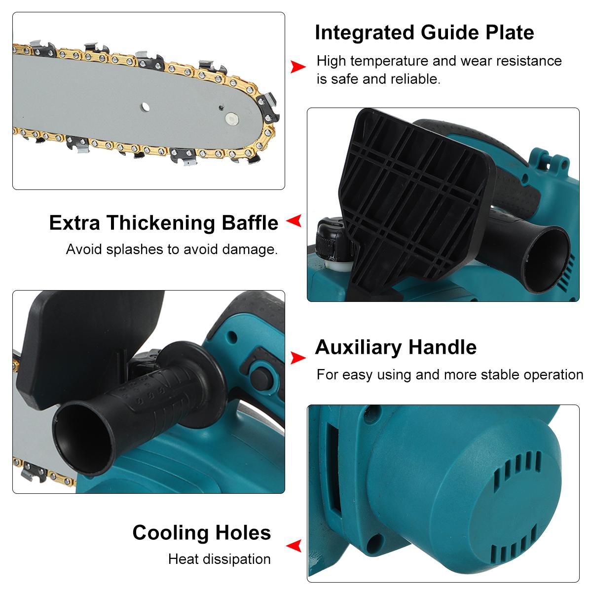 10 Inch 2000W Brushless Electric Saw Chainsaw Garden Woodworking Wood Cutters Fit Makita 18V Battery
